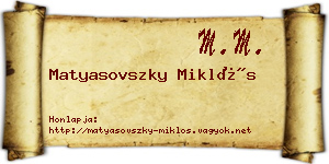 Matyasovszky Miklós névjegykártya